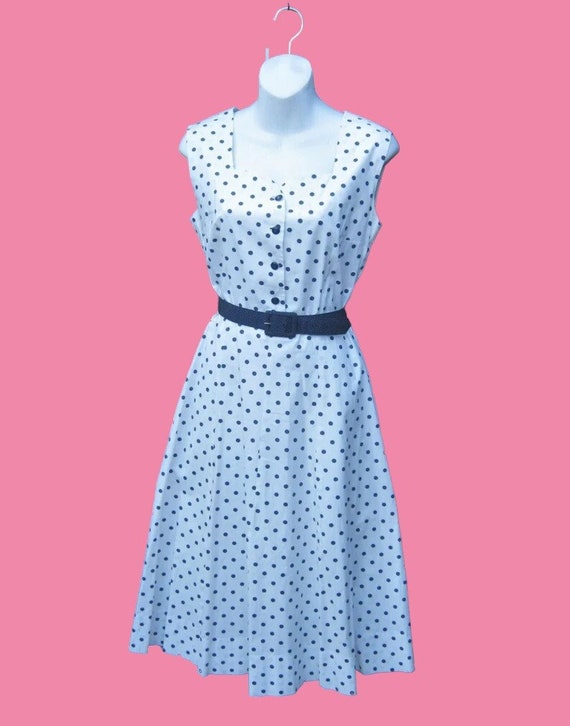 Polka Dotted '50s Day Dress; 5-6/Small Sweetheart… - image 8