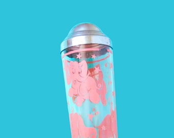 Pink Elephant & Star Print Cocktail Shaker; Mad Men/Midcentury Whimsical Bar Shaker by Hazel Atlas; Has Top/Cap