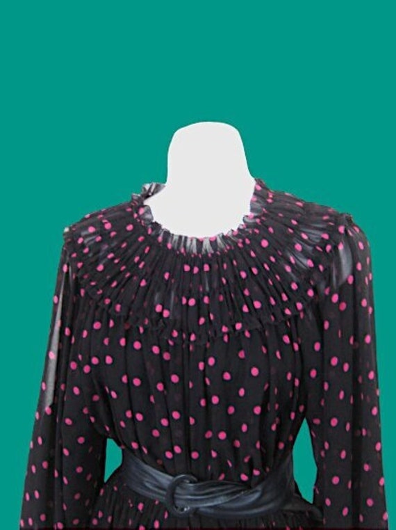 Black with Pink Polka Dots Victorian/1890s-Style … - image 2