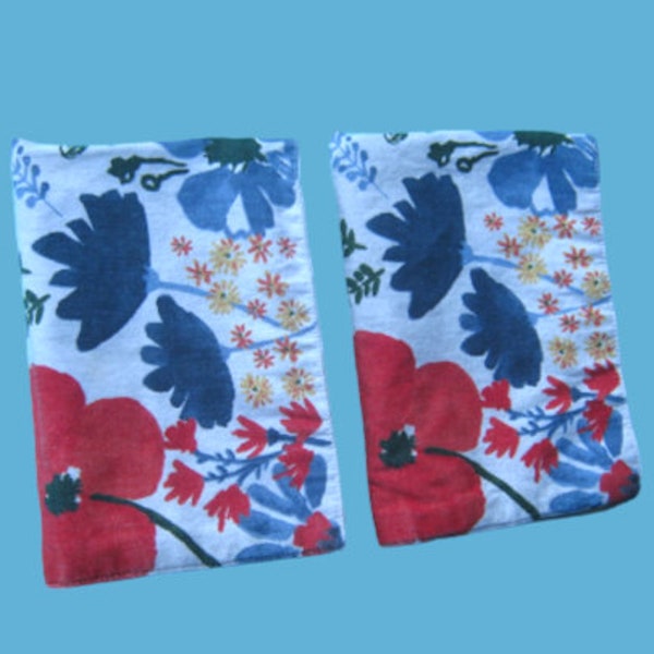 2 Scandi/Mod Flower Print Cotton Placemats/Occasional Linens; 18 1/2 x 12 1/2" Bold Colorful Pop Art