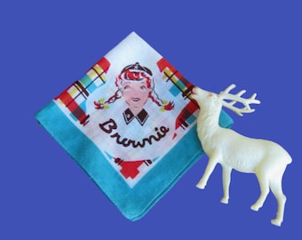 Blue Plaid 1950s Brownie Scout Hankie