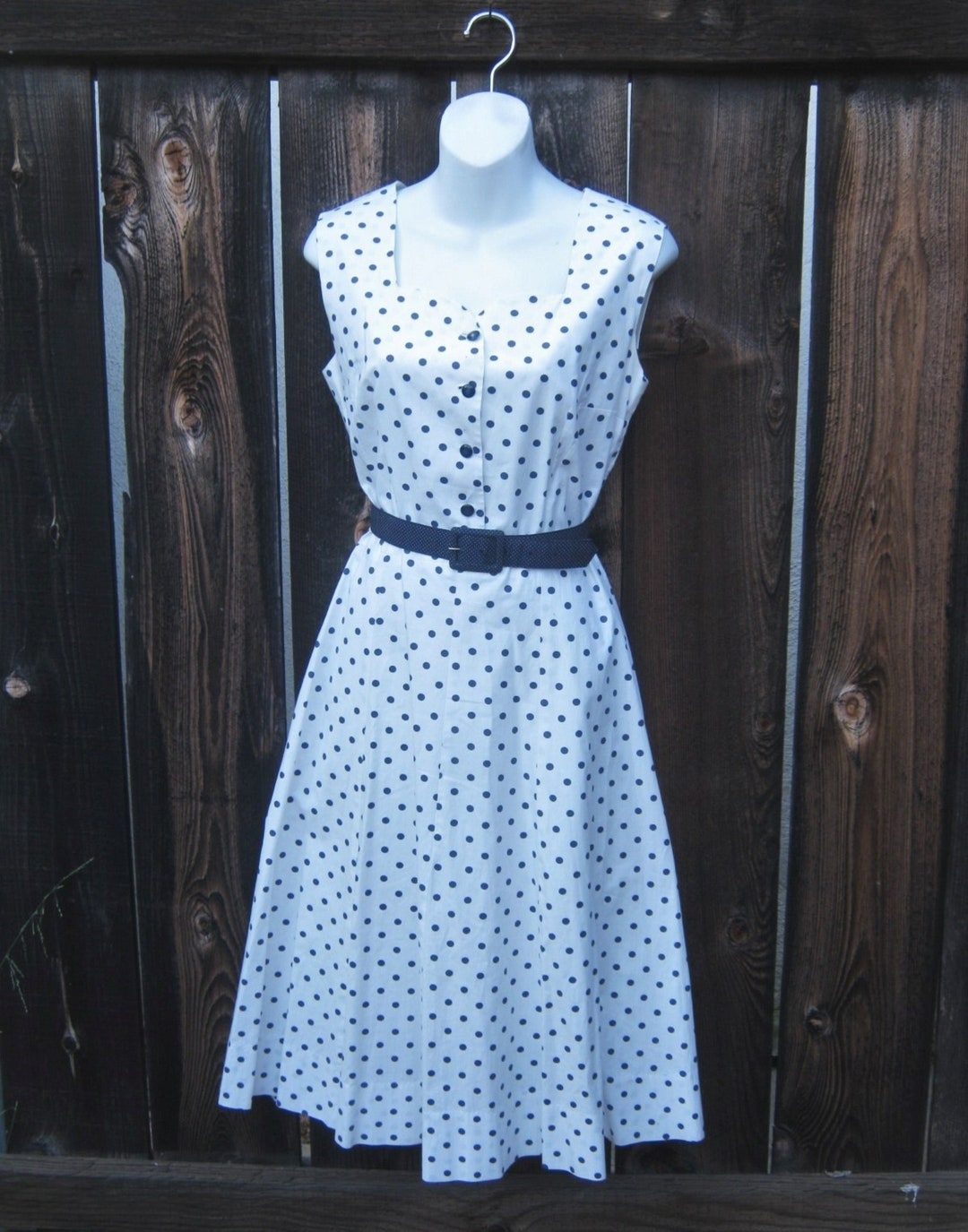 Polka Dotted '50s Day Dress 5-6/small Sweetheart Neckline - Etsy