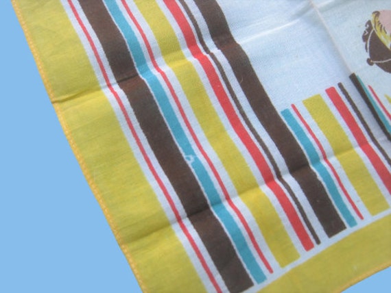 Striped Brownie Scout Hankie; 1950s Yellow/Red/Bl… - image 4