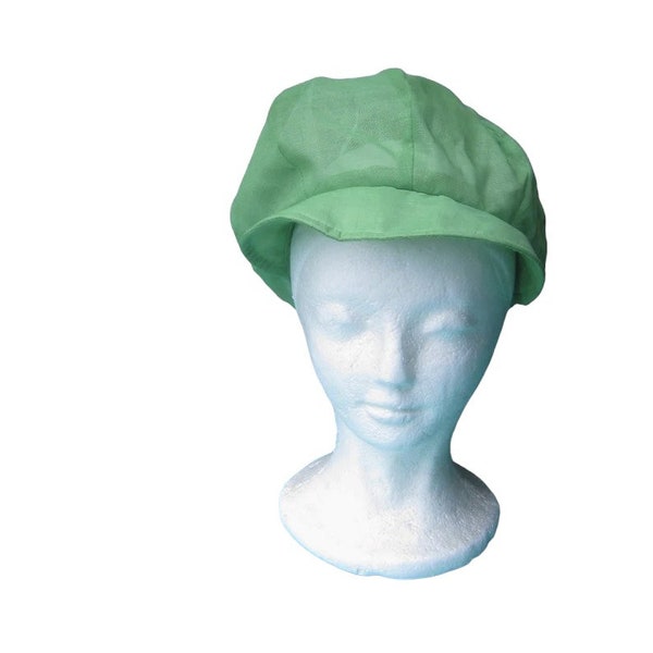 Lime Green Vintage Carnaby Street Style Mod Bubble/Cabbie Cap; Small-Medium Newsboy Hat