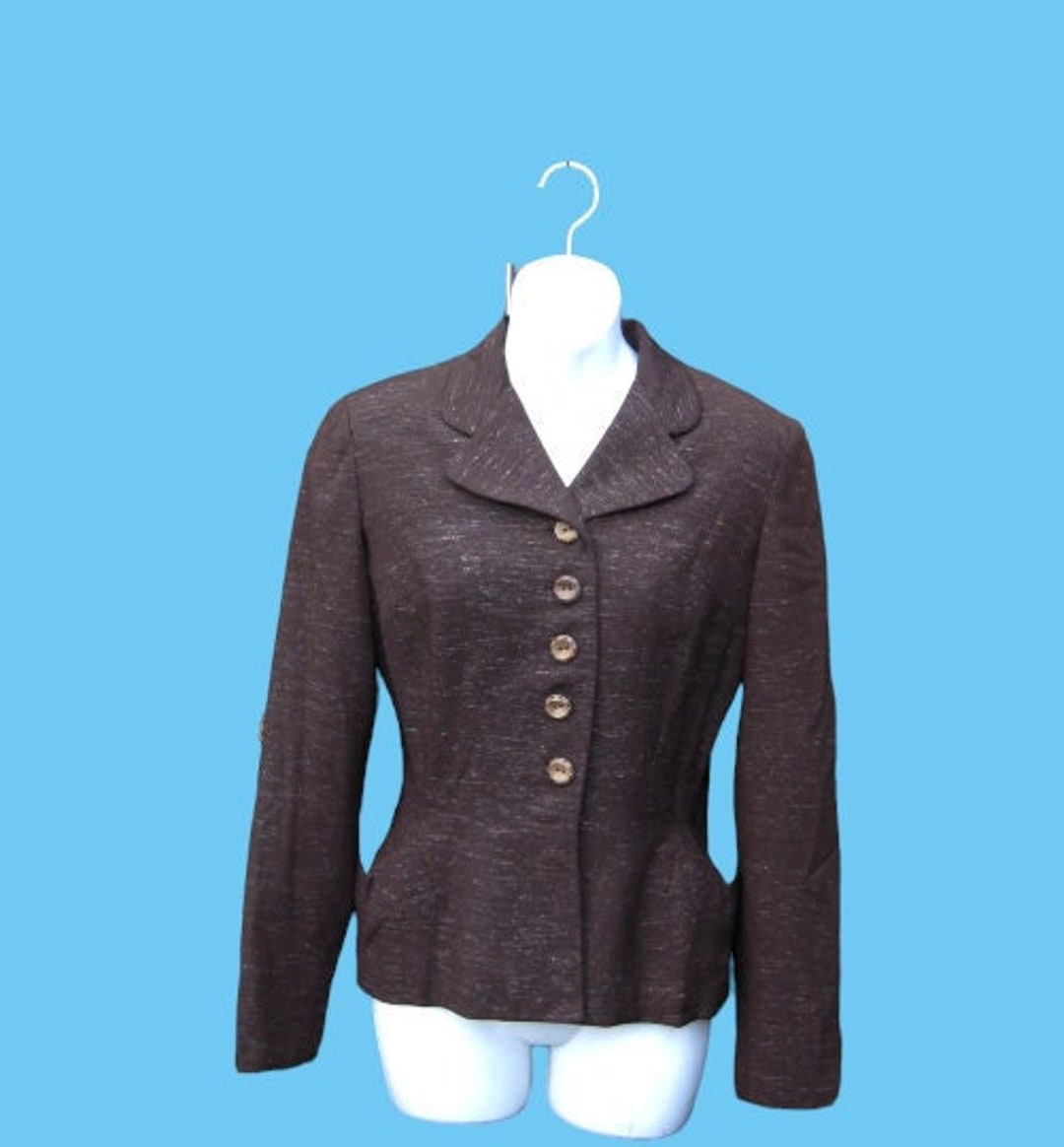 Speckled Chocolate Brown Form Fitting '50s Day Jacket; Women's Small ...