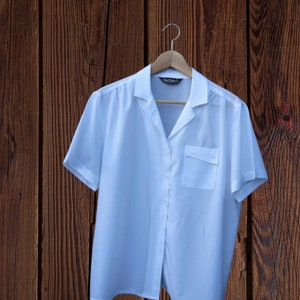 Silky White Blouse; 1X/Size 14-15 '80s Career/Social Button-Up by Ann Chabrol; Small Flaws
