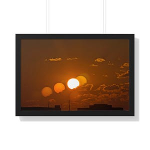 Sunset Multiple Exposures Framed Poster | Horizontal Wall Art, Orange Sky