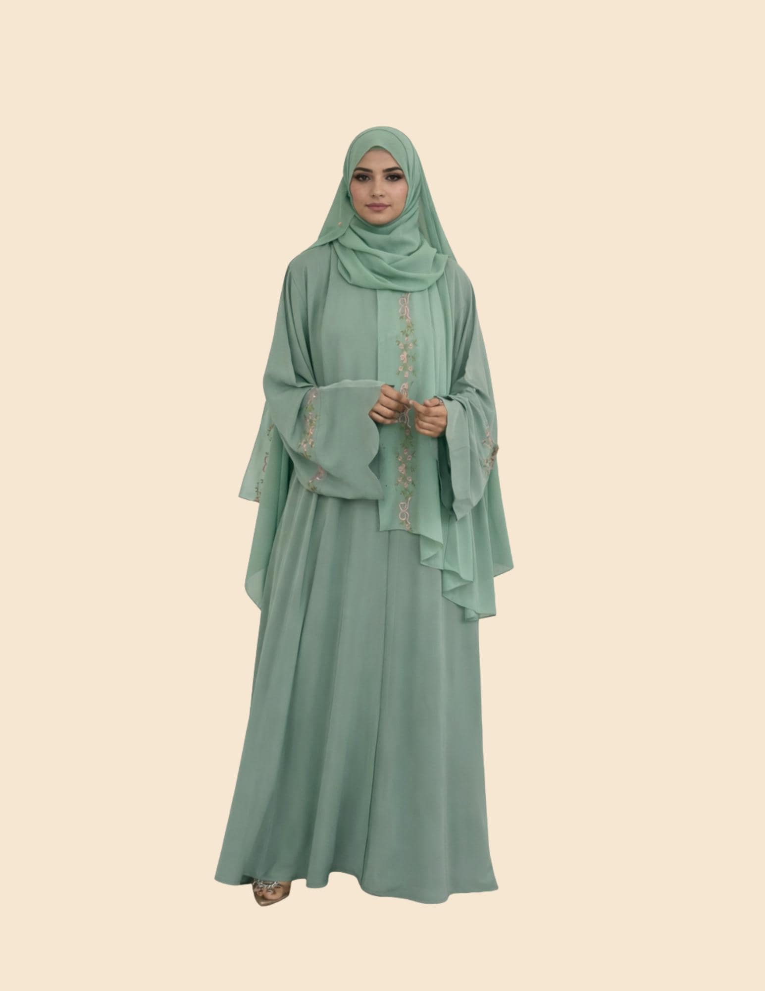 slim fit dress slacks Modest Closed Abaya With Belt