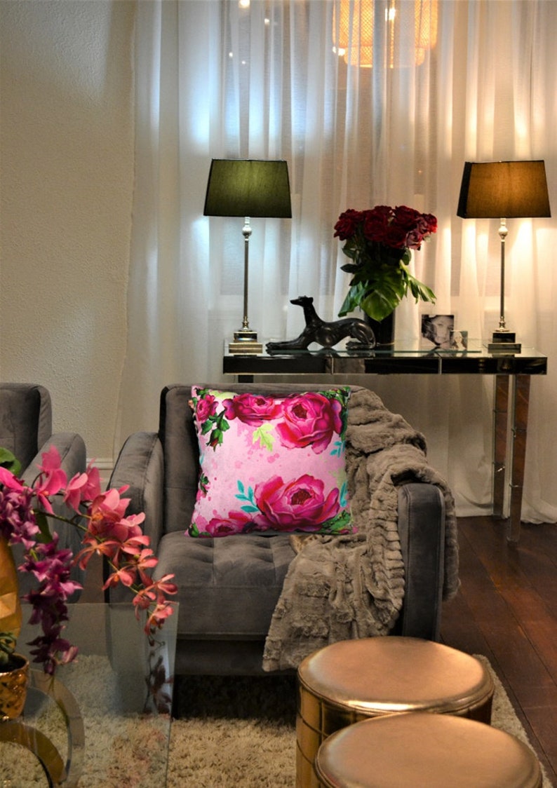 Pink Peony Pillow Cover French Country Decor Floral Pillow Pink Pillow