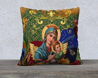 Virgin Mary Sacred Heart Pillow Cover Christian Gift Maximalist Decor Christmas Decor Sacred Heart Sofa Pillow Funky Decor Religious Icon