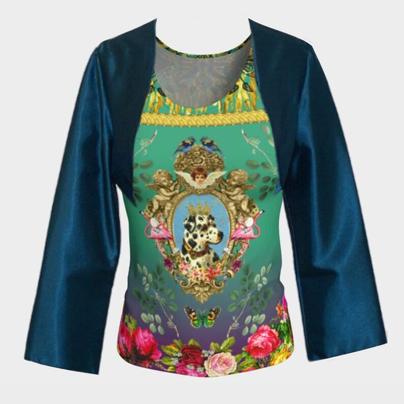 Festival Wear Funky Dalmatian with Flamingos Tank Top Long Fitted Active Wear Cute Dog Top Fitness Top Yoga Top Vintage Flowers