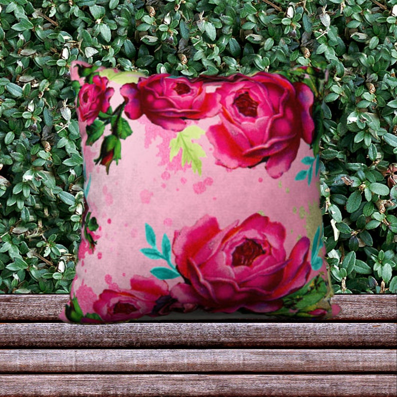 Vintage Pink Peony Flowers Pink Cushion Cover Floral Sofa Etsy