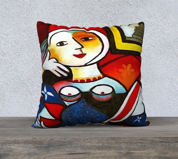 Woman Sitting on a Chair Picasso Style Pillow Cover Unique - Etsy