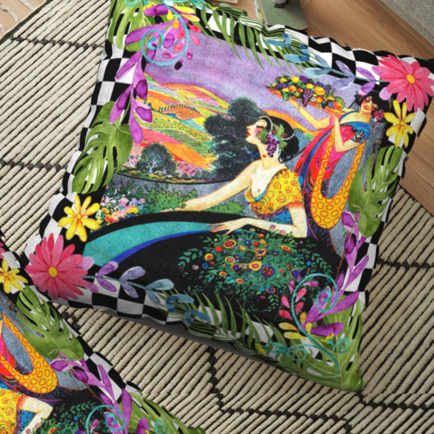Art Deco Flapper Princess Pillow Cover, Black and White Checkerboard ...