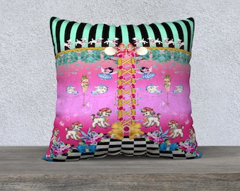 Kewpie Dolls Poodle Pillow Cover Whimsical Decor Childs Pillow Lambs and Fairies Gift for Her Quirky Decor Funky Home Decor Kids Room Decor
