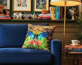 Zebra Pillow Cover Funky Home Decor Flamingo Pillow Maximalist Decor Eclectic Decor Sofa Cushion Cover Quirky Decor Gift for Home