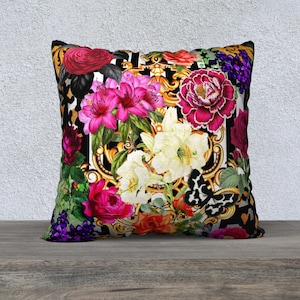 Baroque Butterfly Pillow Cover Maximalist Decor Vintage Floral Gift Funky Home Decor High End Striped Pillow Unique Home Decor Vintage Style