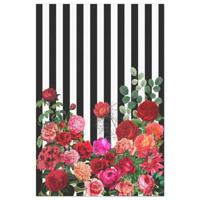 Flowers Large Decoupage Paper for Furniture Floral Craft Paper Wrapping  Paper Tissue Paper Printed Packing Paper Black Background 