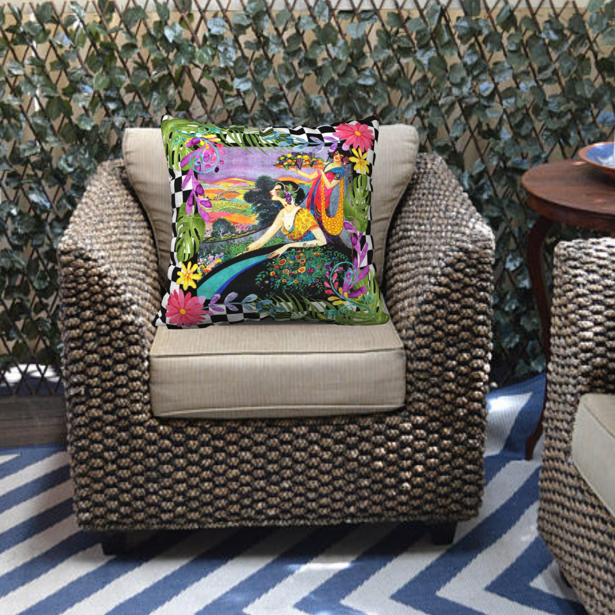 Art Deco Flapper Princess Pillow Cover, Black and White Checkerboard ...