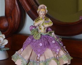 Sonya Elegantly Dressed Handmade Miniature Porcelain Half Doll