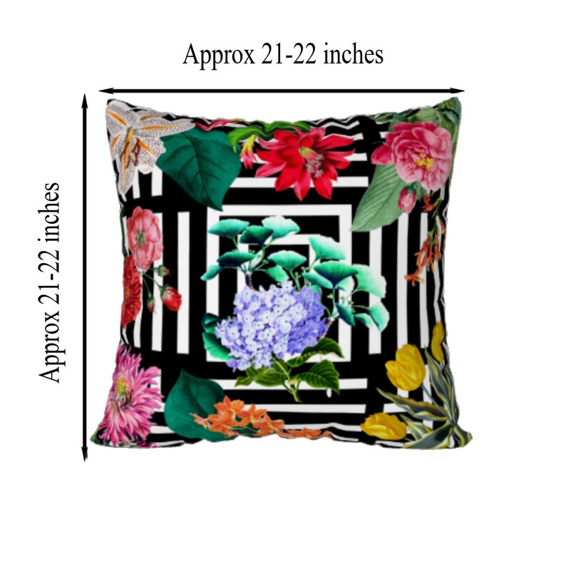 Black and White Geometric Floral Pillow Cover Vintage Flowers Etsy