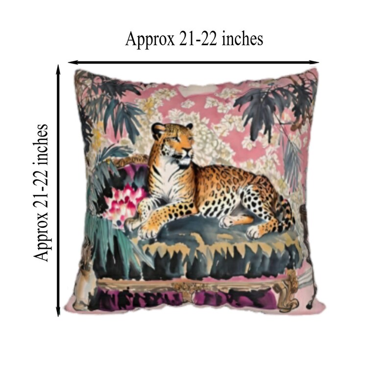 Leopard Chinoiserie Pillow Cover Maximalist Decor Velveteen Throw