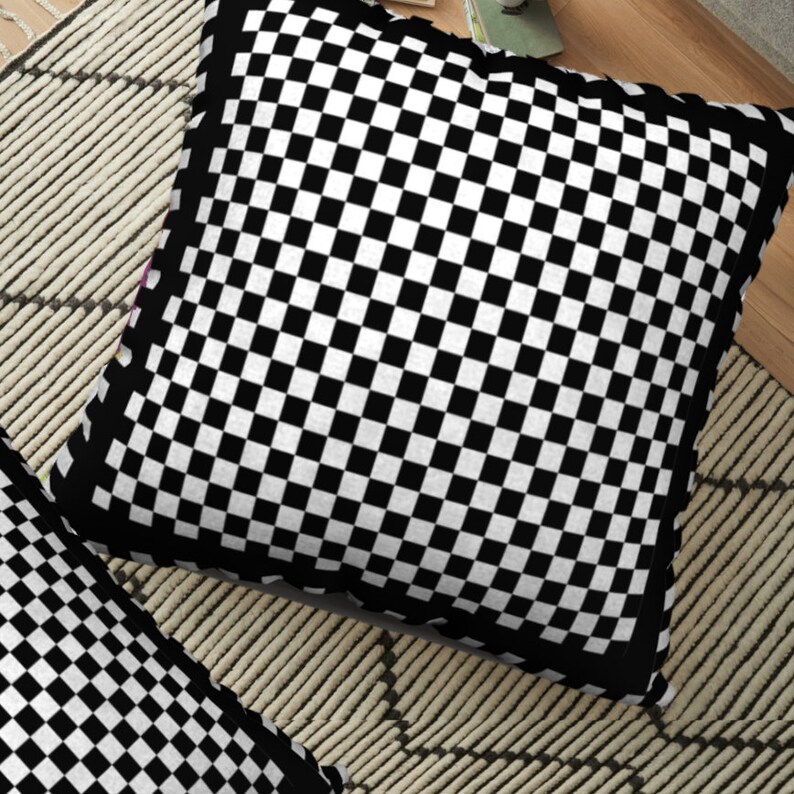 Black and White Checkerboard Striped Pillow Cover Sofa Etsy