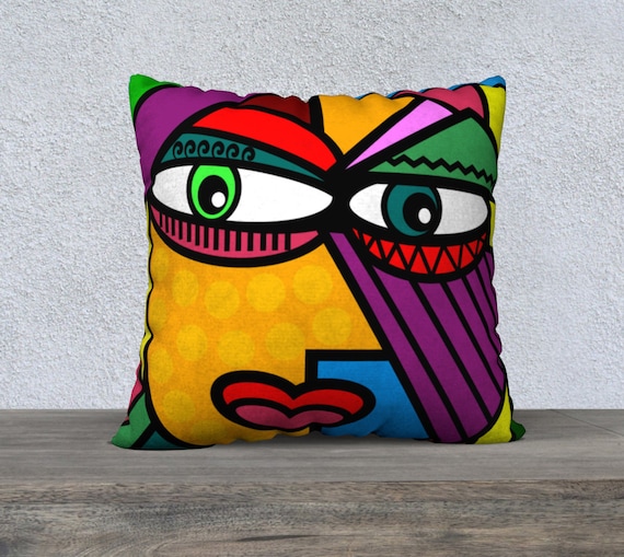 Art Picasso Style Face Pillow Cover Head Abstract Art Etsy