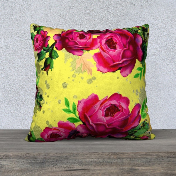 Pink Flower Pillow Etsy