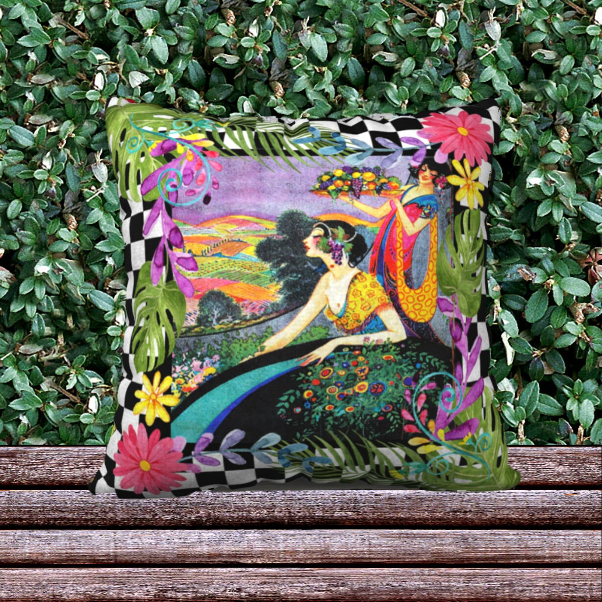 Art Deco Flapper Princess Pillow Cover, Black and White Checkerboard ...