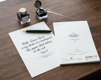 Papel Tomoe River S A5 de hojas sueltas – 52 g/m² 100 hojas en blanco para plumas estilográficas