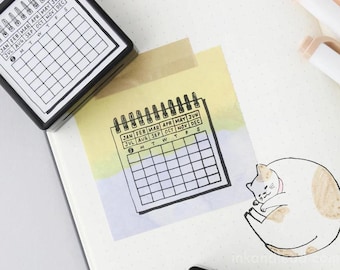 Sello Midori para pintar - Preentintado - Tinta al óleo con diseño de calendario para diarios y agendas