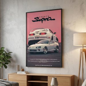 Toyota Supra Street Art Canvas Print - JDM Drift Car Wall Decor - Graffiti Automotive Poster for Garage & Man Cave - Urban Supercar Art