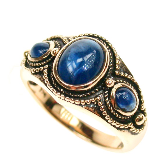 Gold Vintage Sapphire Ring 10K 9ct 9k 14k 18k Cabachon | Etsy