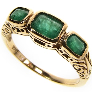 Gold Emerald Ring, 9k 14k 18k, Vintage Emerald Ring, Womens Antique Victorian Emerald Ring. Also Avail in Ruby, Sapphire, Custom, R192