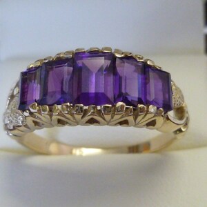 Vintage Amethyst Ring, 9ct 9k Yellow Solid Gold, Womens Antique Style Amethyst Ring, Victorian, Custom R113