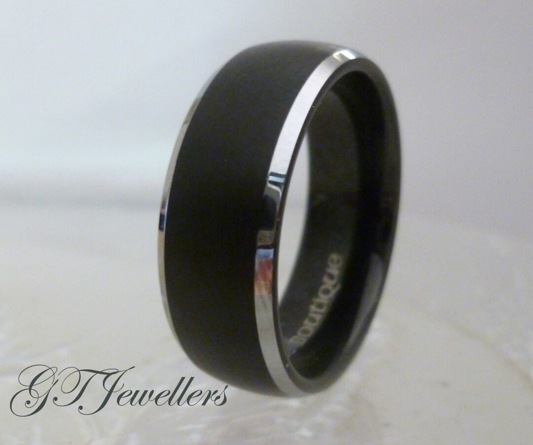Tungsten Ring Black Tungsten Brushed Band Wedding Ring - Etsy