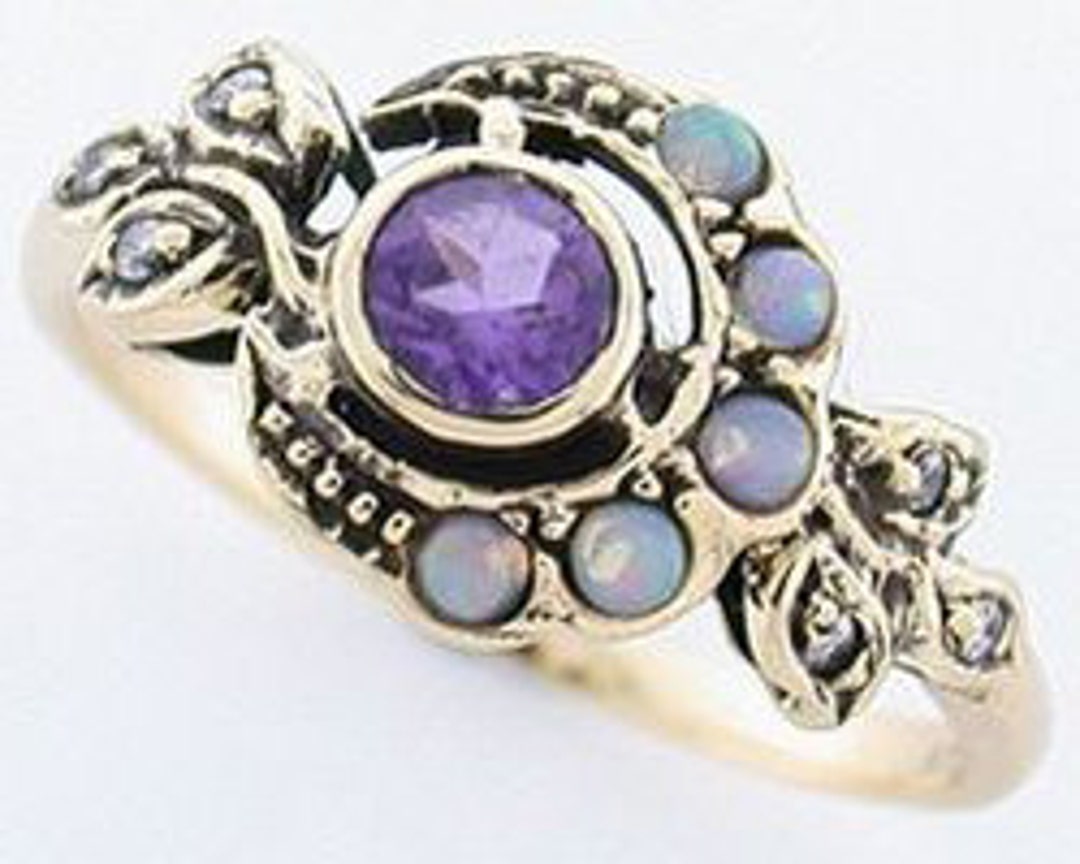 Vintage Amethyst Ring 9k 9ct Antique Amethyst Opal Ring - Etsy