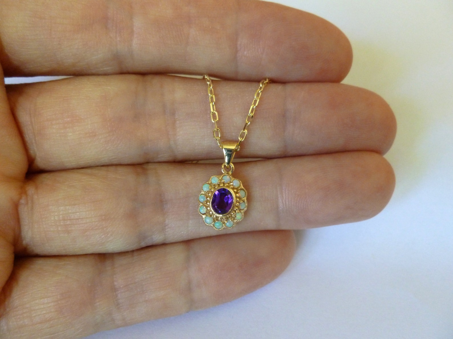 Amethyst & Opal Mélange Pendant Necklace