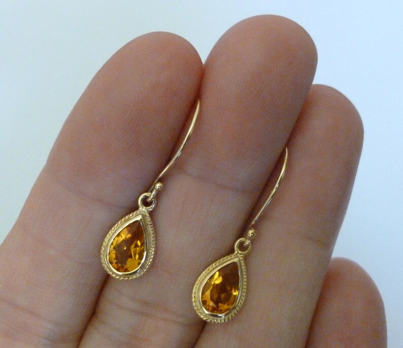 Vintage Citrine Earrings Antique Solid Gold Earrings 9ct 9k Etsy