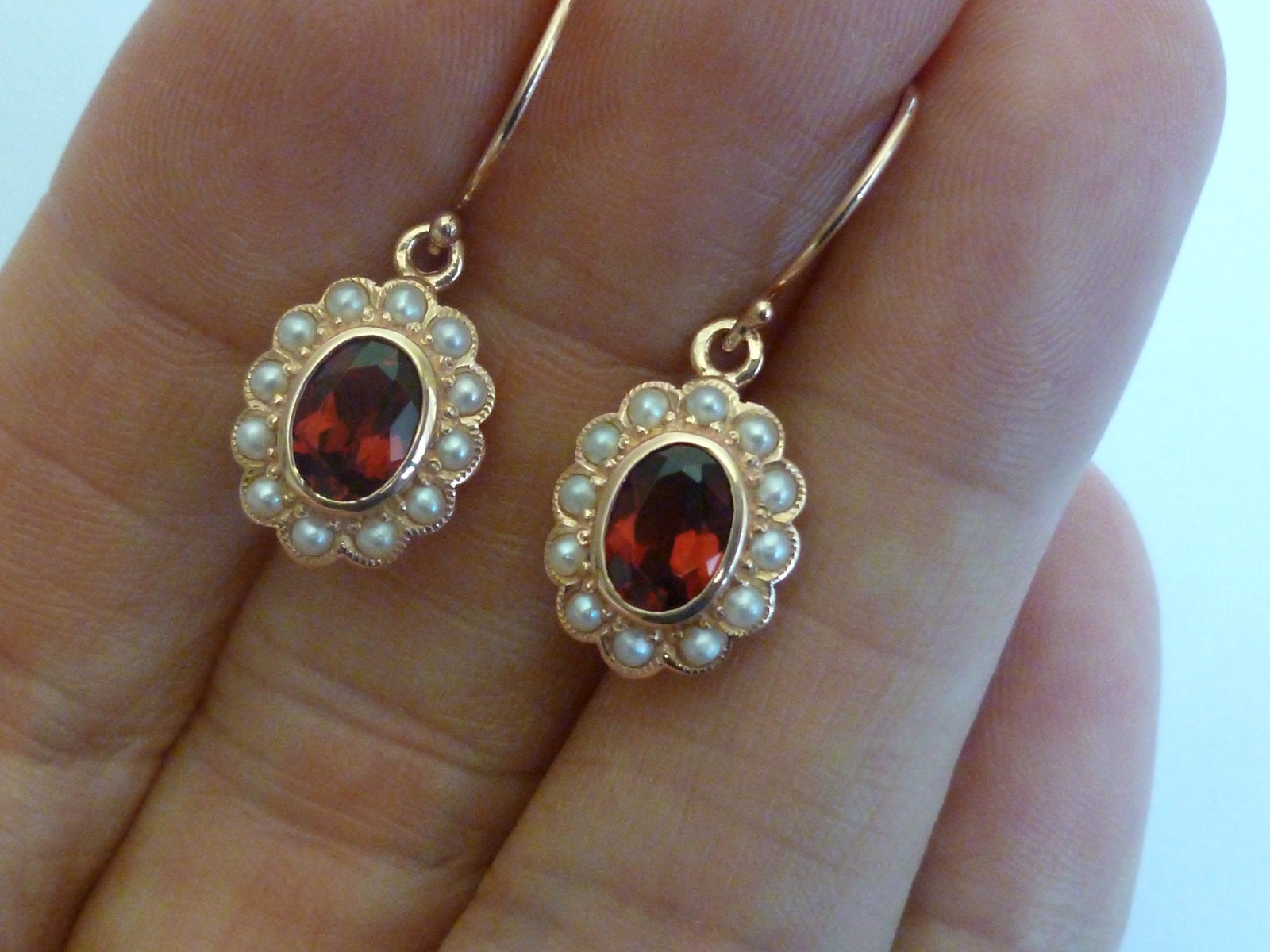 Garnet and on sale pearl earrings