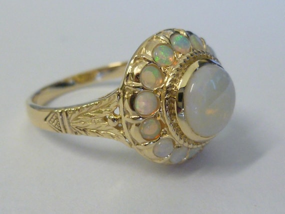 Victorian Garnet Opal Ring 18k Gold - Victoria Sterling