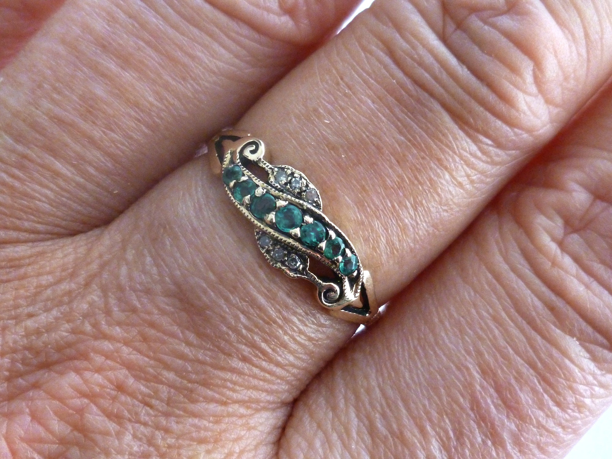 Vintage Diamond Timeless Flame Ring 9K main image 1