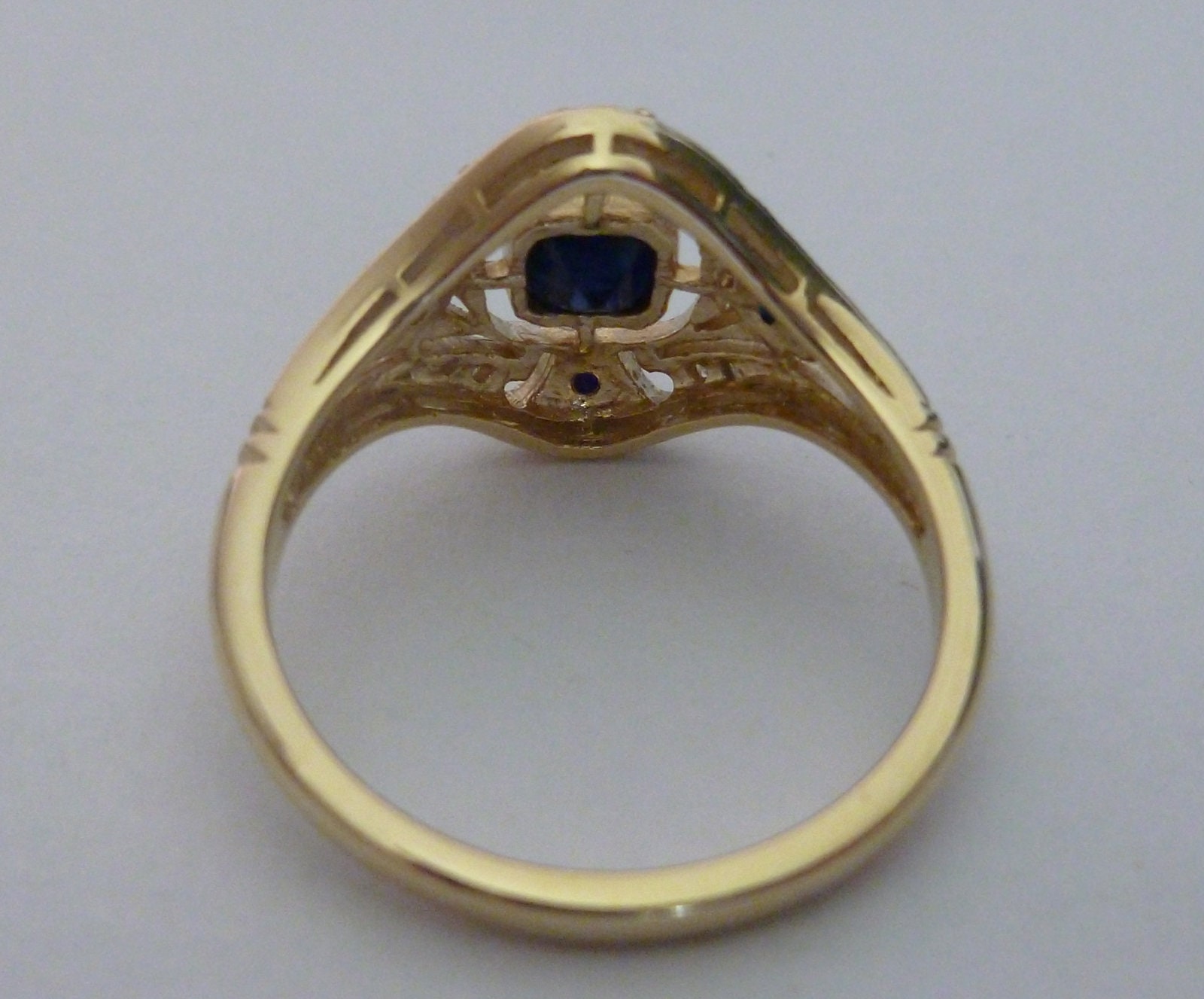 Art Deco Sapphire Ring with Diamonds 9ct 9k Solid Yellow | Etsy