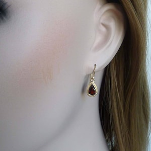 Vintage Garnet Earrings, Antique Solid Gold Earrings, 9ct 9k 14k 18k, Victorian Women&#39;s Garnet Earrings, French Hook wire, E26 Custom