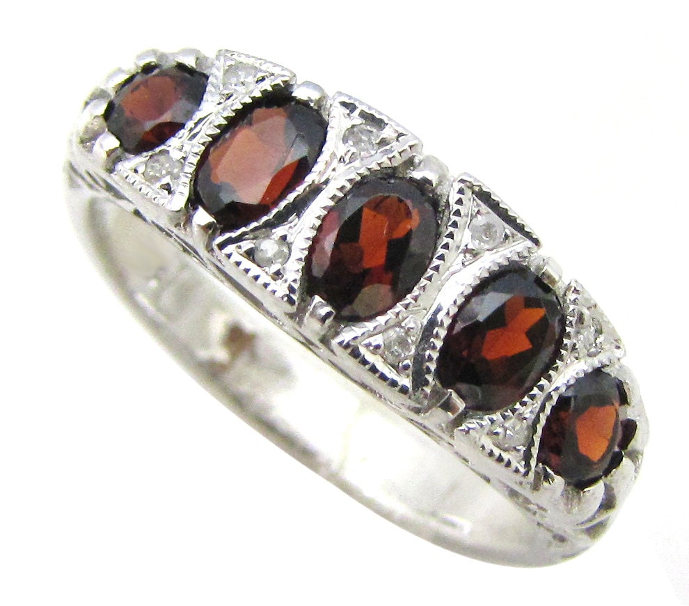 Platinum Garnet Diamond Ring PT900 Vintage Garnet Ring Victorian Women s Garnet Ring Anniversary Custom R156 Etsy Australia