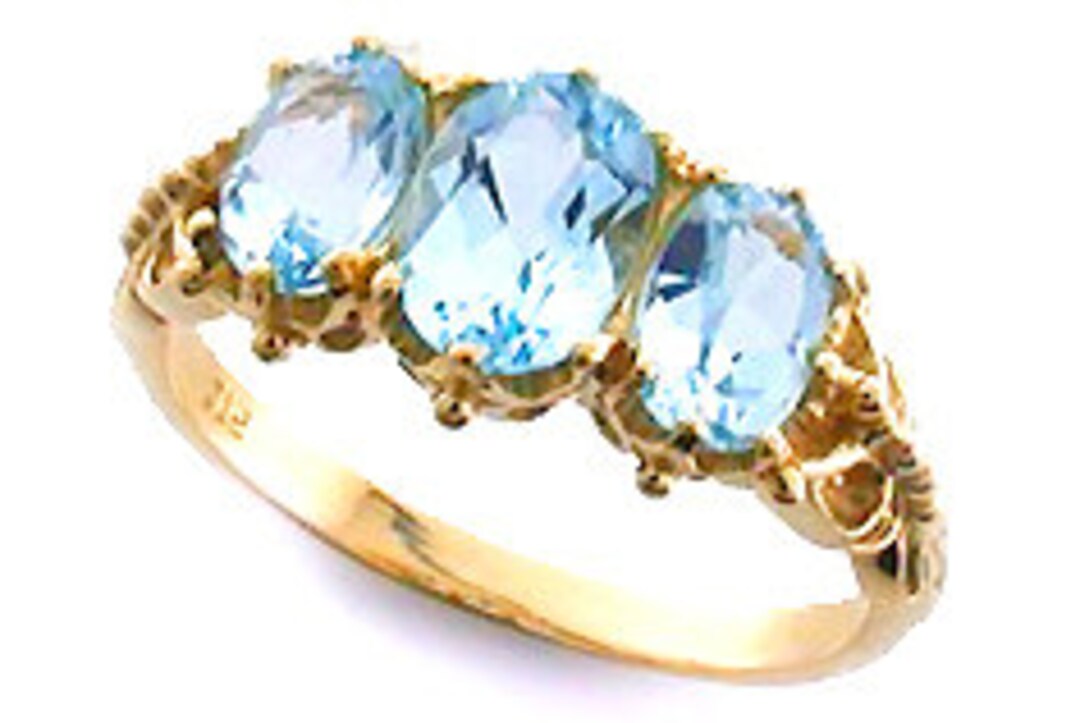 Topaz Classic Rings Vintage Topaz Ring, Solid Gold, 9ct 9k 14k 18k, Womens Antique Blue ...