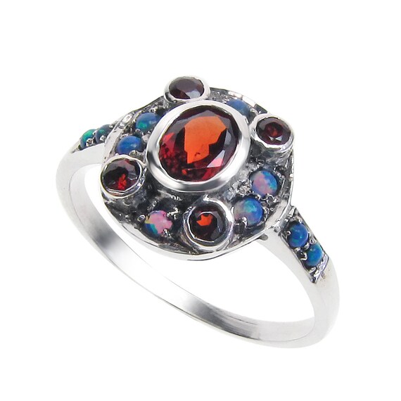 Garnet platinum ring deals