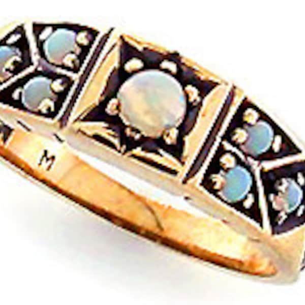 Vintage Opal Ring, 9ct 9k Solid Gold, Womens Antique Opal Ring - Various Gems + Avail 14k, 18k, White, Rose Gold - Custom R104