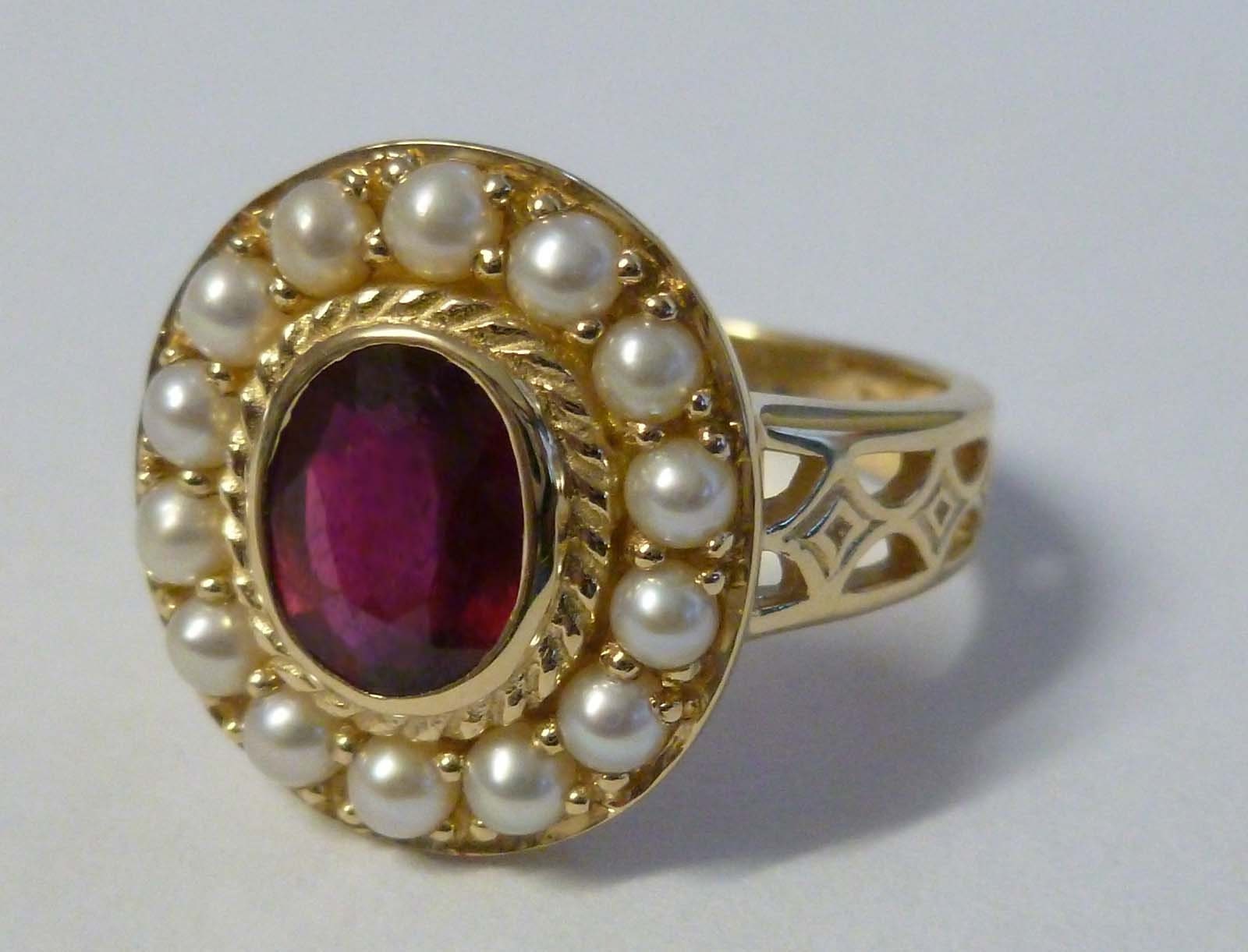 Gold Ruby Ring With Pearls Vintage Inspired 9ct 9k Solid | Etsy
